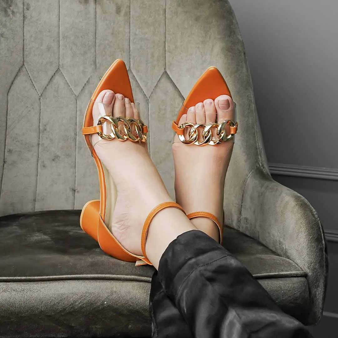 Chain Luxe Heels Brown