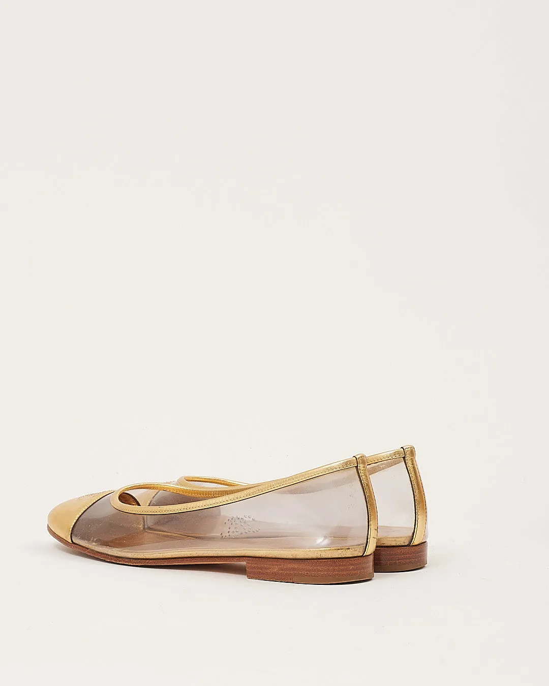 Chanel Gold PVC Ballerina CC Logo Flats - 38