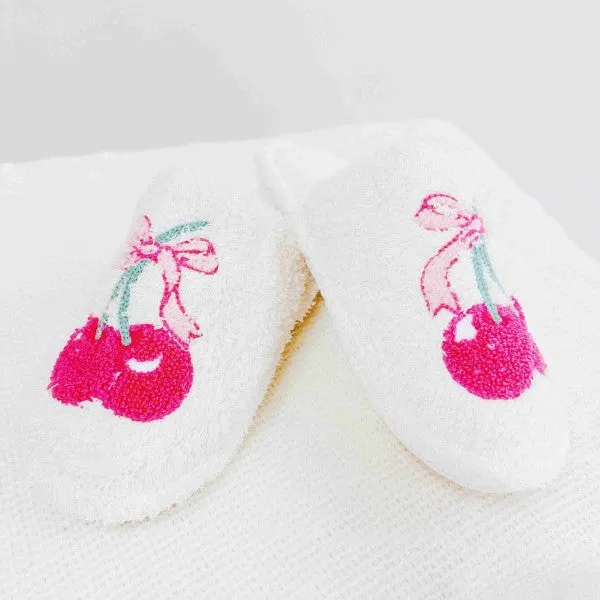 Cherry Bow Coziest Lounge Slippers