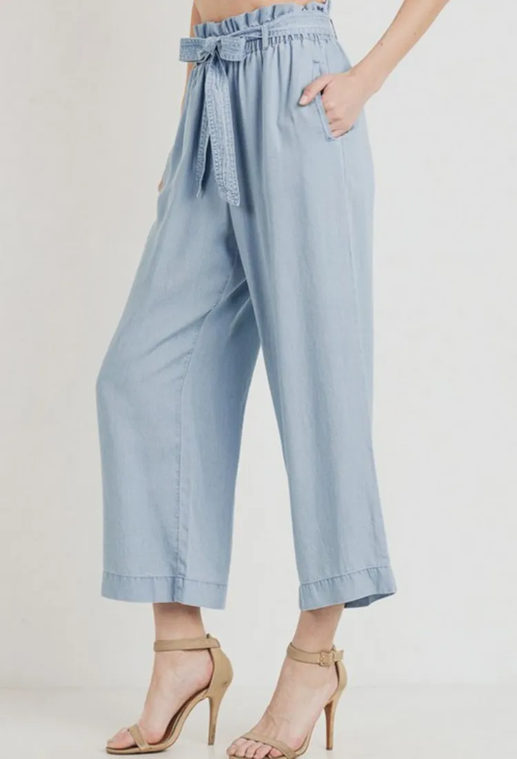Chic Paperbag Pants in Chambray