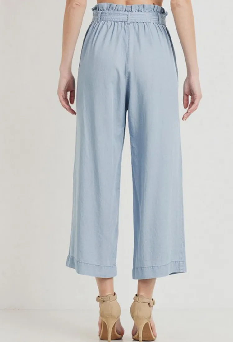 Chic Paperbag Pants in Chambray