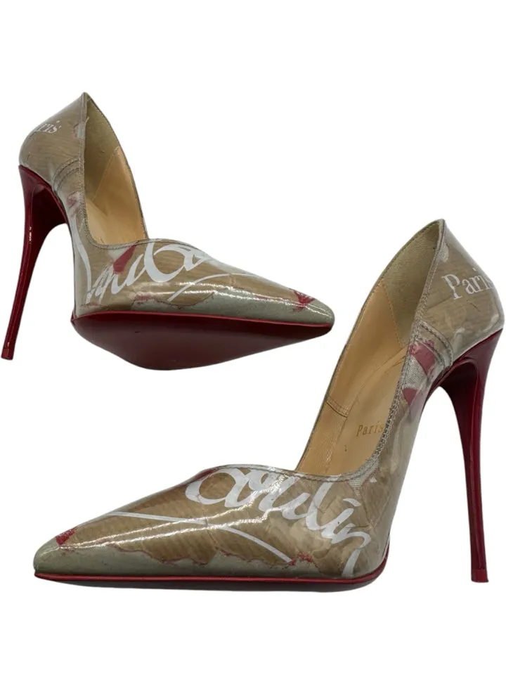Christian Louboutin Tan Graphic Print D'Orsay Size 36 ~ US 6 Women's Shoes