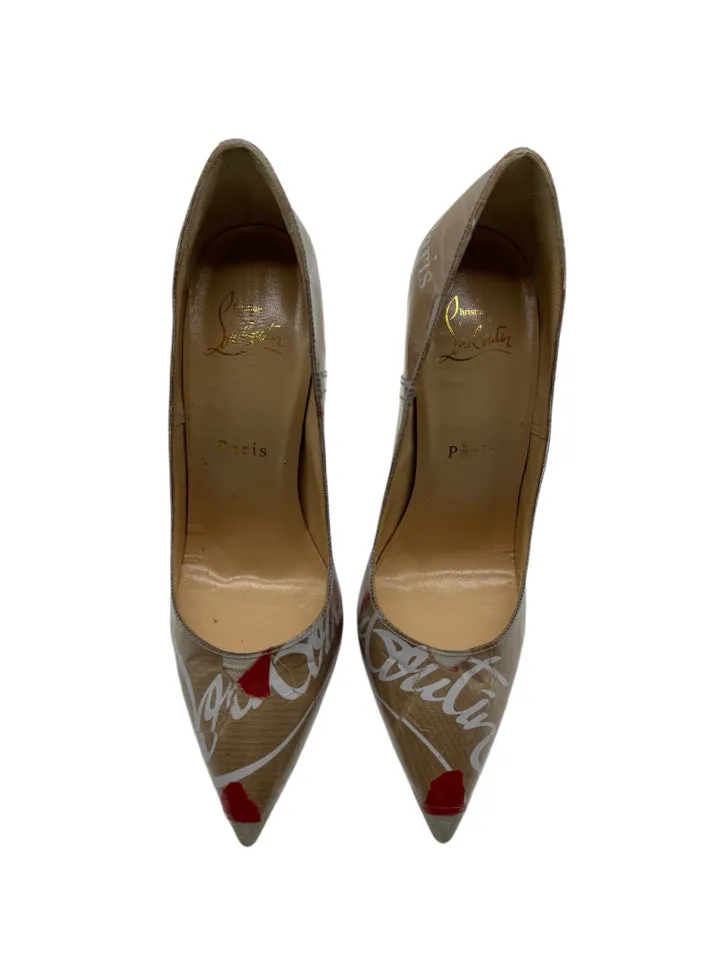 Christian Louboutin Tan Graphic Print D'Orsay Size 36 ~ US 6 Women's Shoes