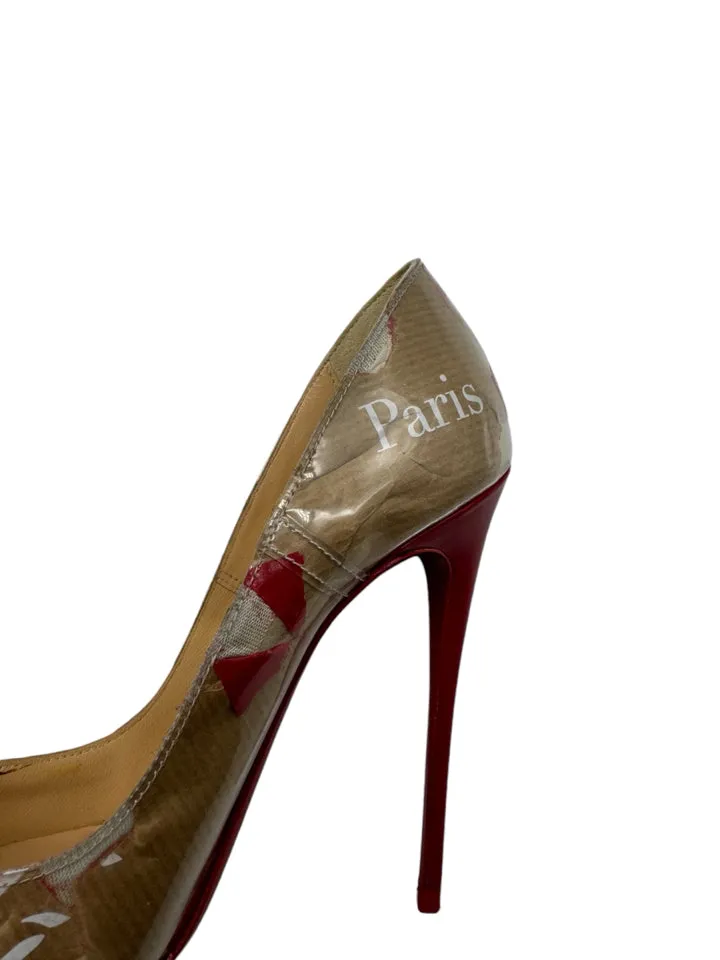 Christian Louboutin Tan Graphic Print D'Orsay Size 36 ~ US 6 Women's Shoes