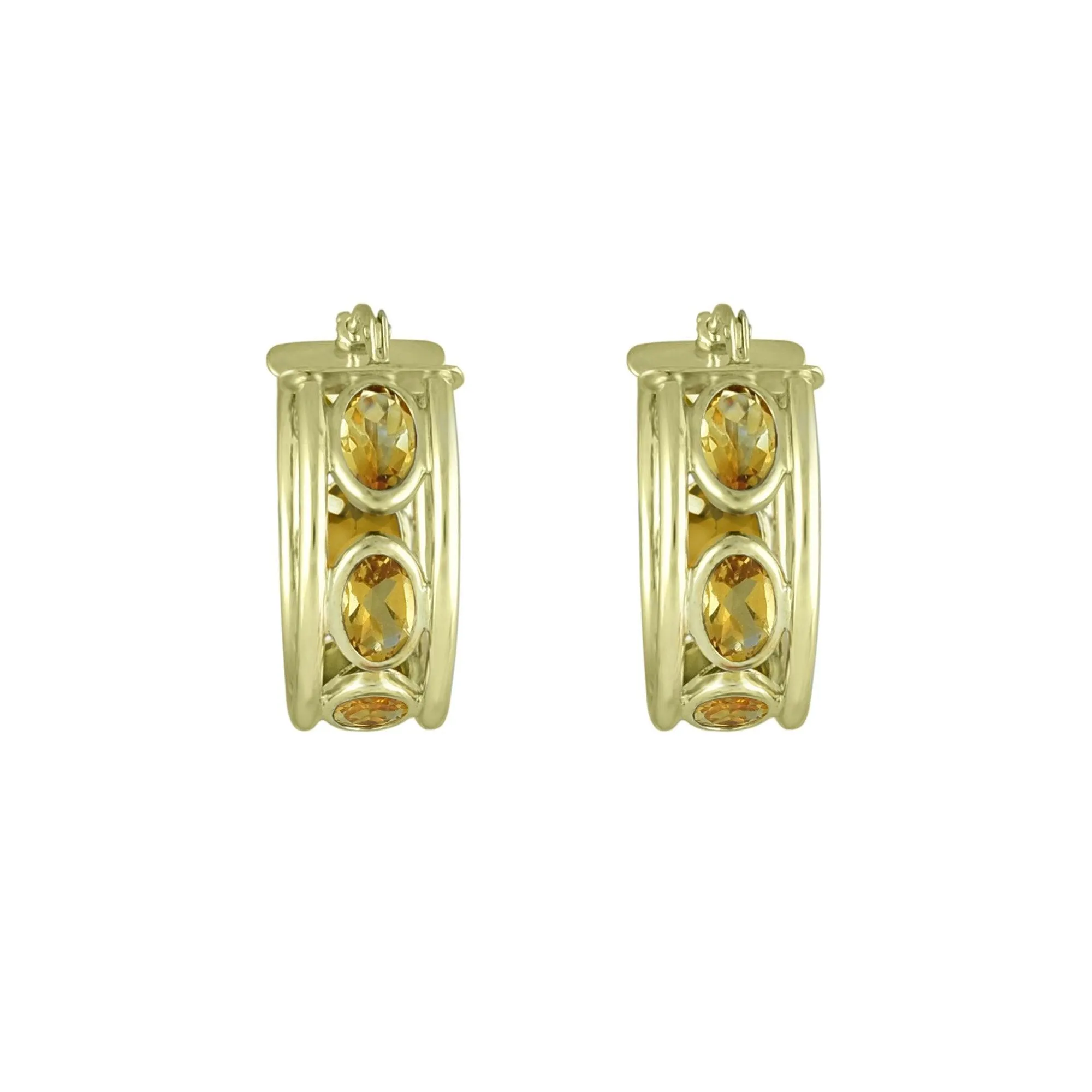 Citrine Huggy Hoop Fashion Earrings in 10K Yellow Gold