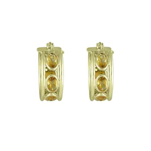 Citrine Huggy Hoop Fashion Earrings in 10K Yellow Gold