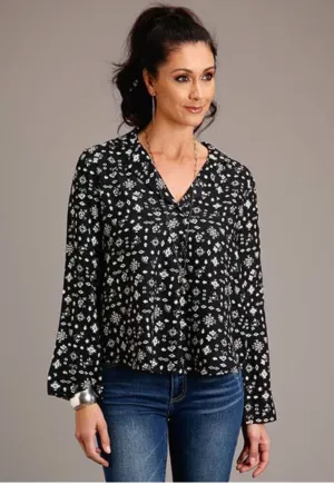 CL11-050-0590-0109 Womens L/S Shirt- Stetson Southwestern Ditzy Rayon