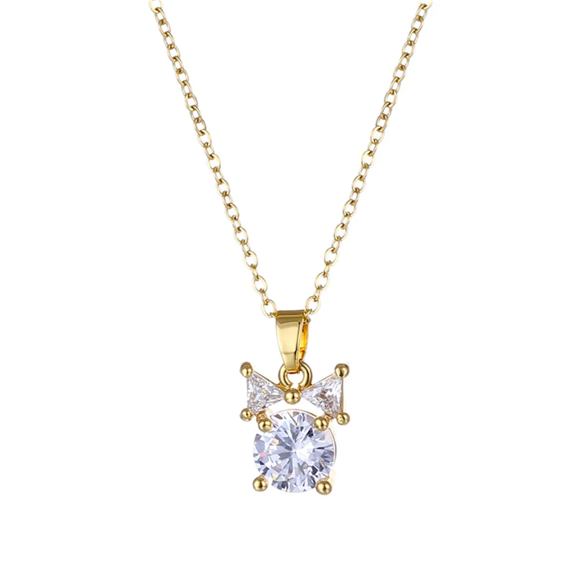 Clear Crystal & 18K Gold-Plated Bow Pendant Necklace
