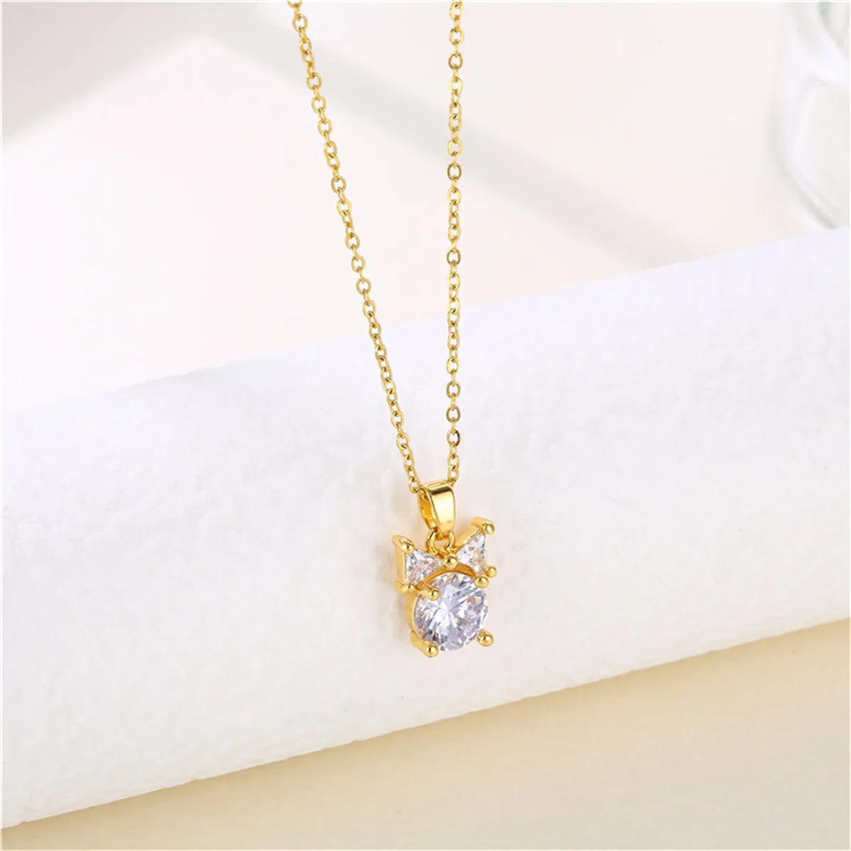 Clear Crystal & 18K Gold-Plated Bow Pendant Necklace