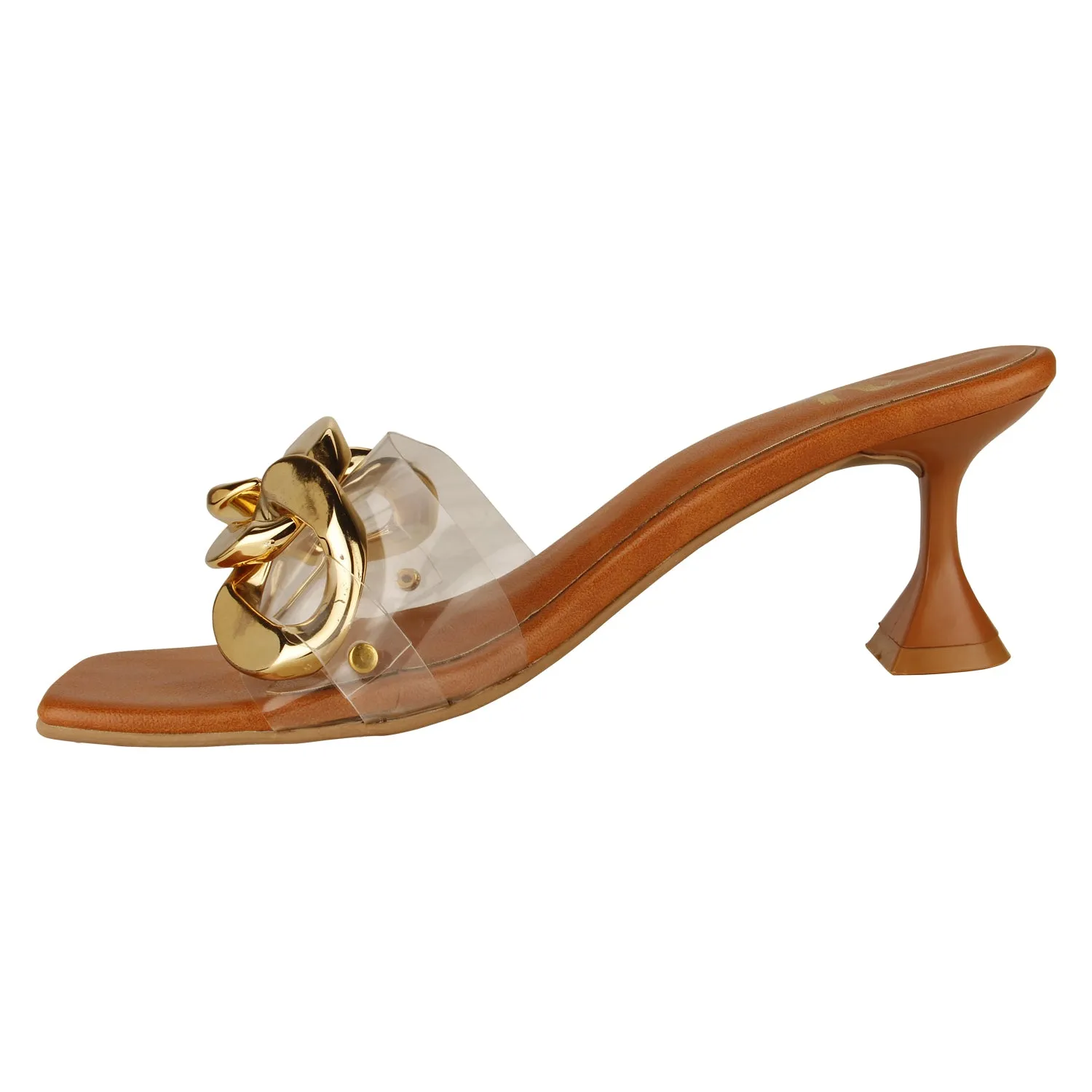 Clear Strap Chained Heels