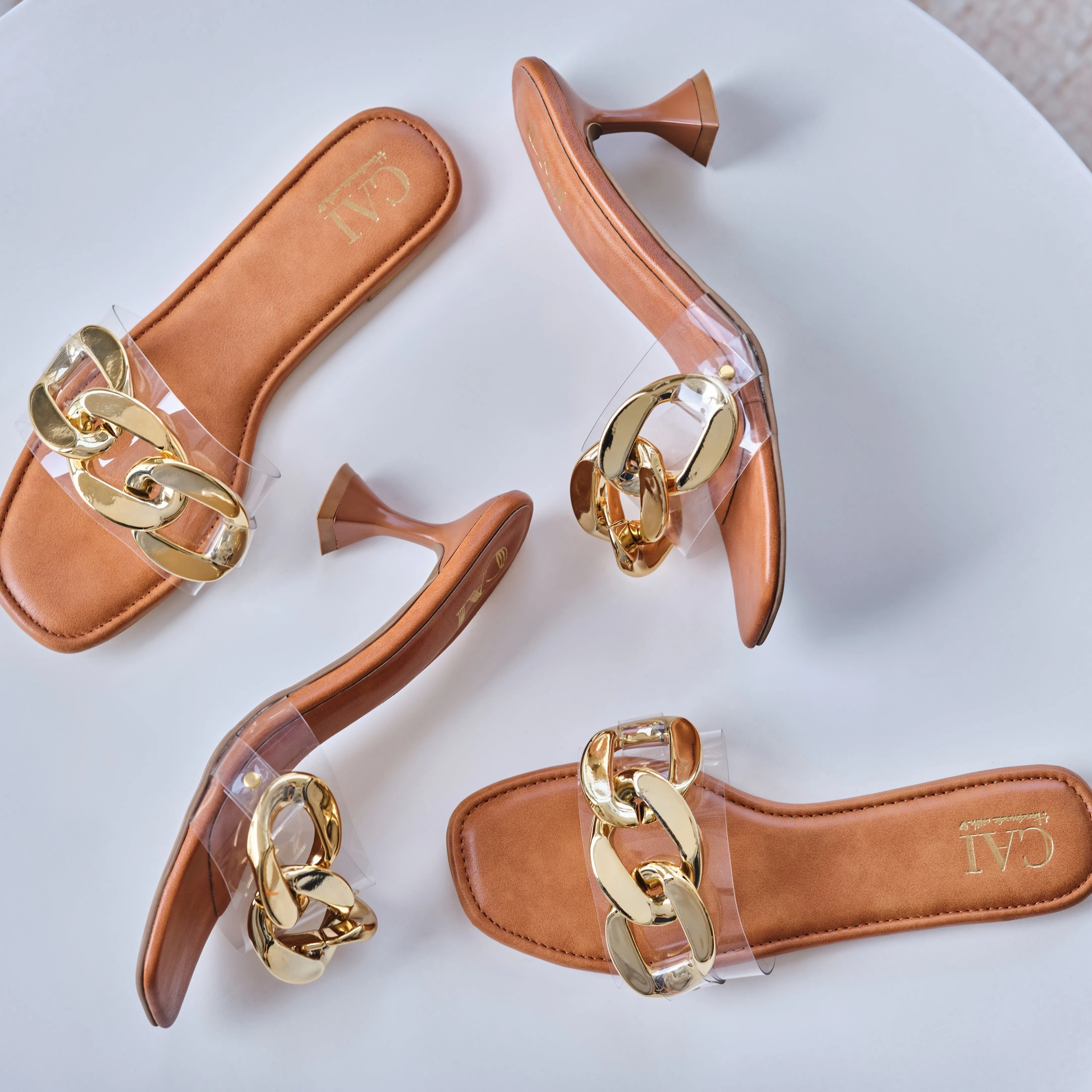 Clear Strap Chained Heels