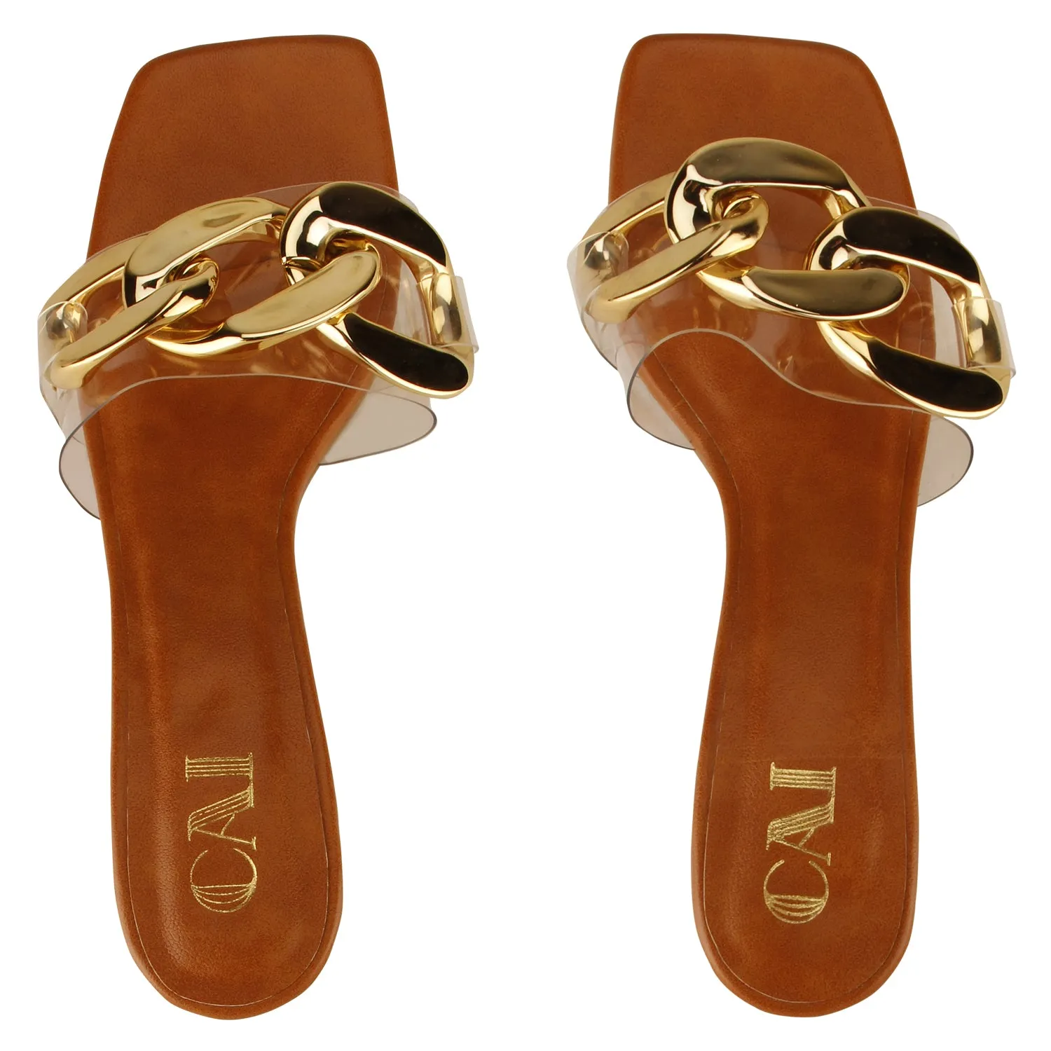 Clear Strap Chained Heels