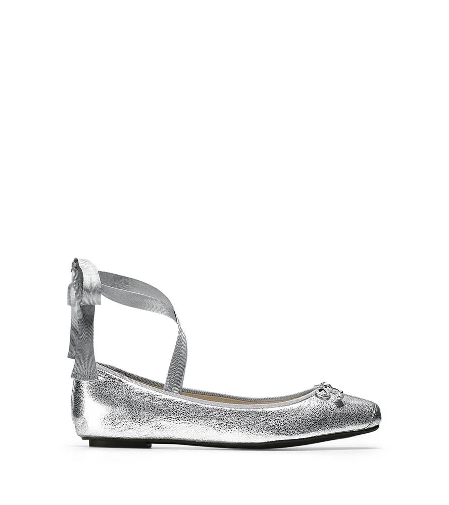 Cole Haan Downtown Ballet Silver Metallicsize 8.5