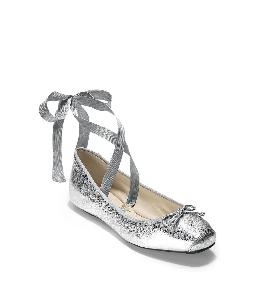 Cole Haan Downtown Ballet Silver Metallicsize 8.5