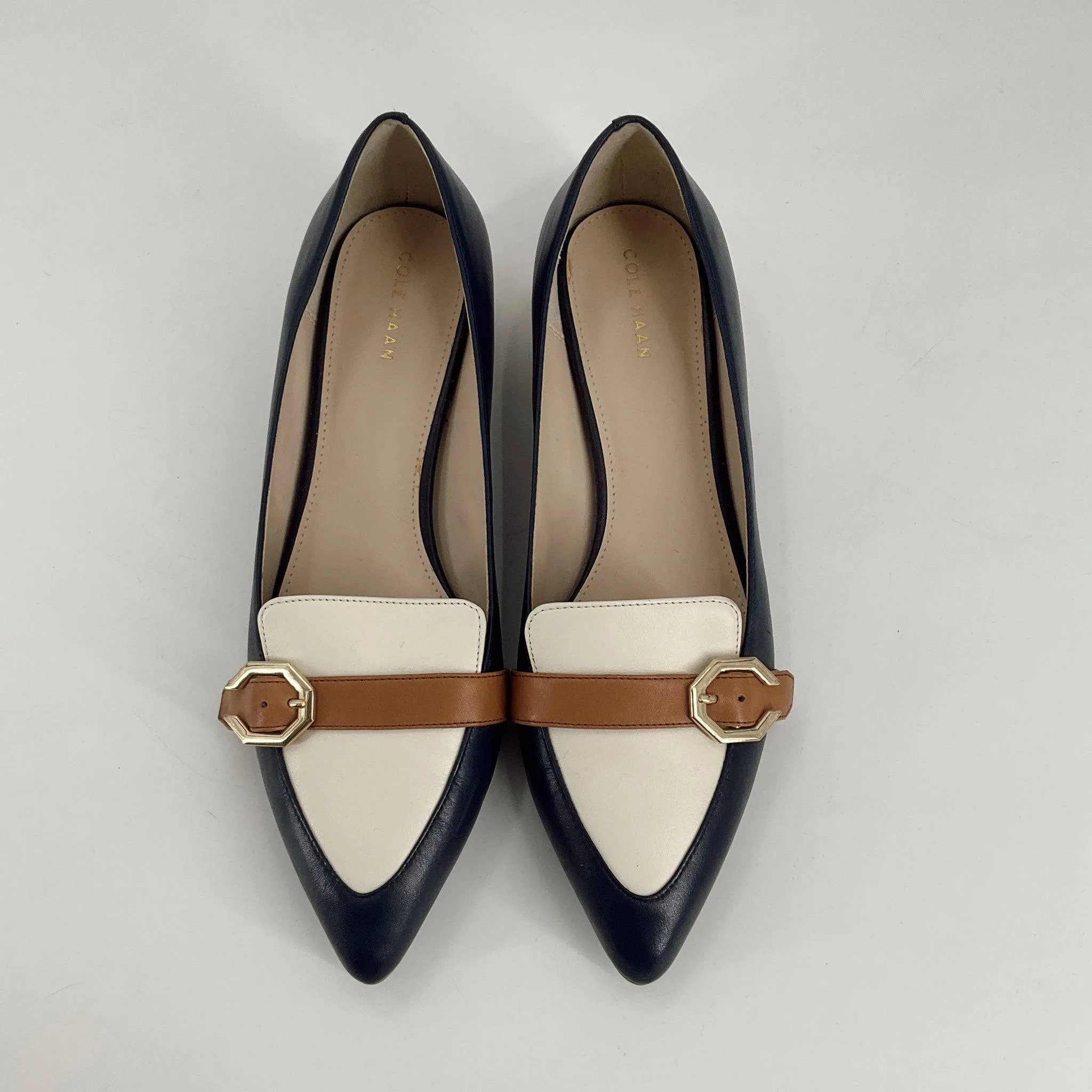 Cole Haan – Navy & Cream Buckle Flats - Size 8