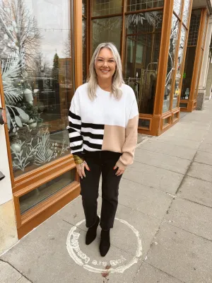 Color Block & Stripe Knit Sweater