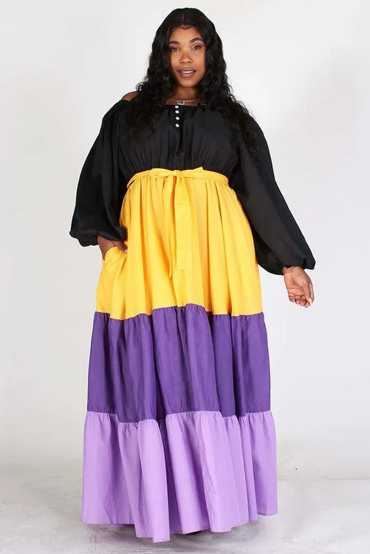 Color Block Maxi Dress