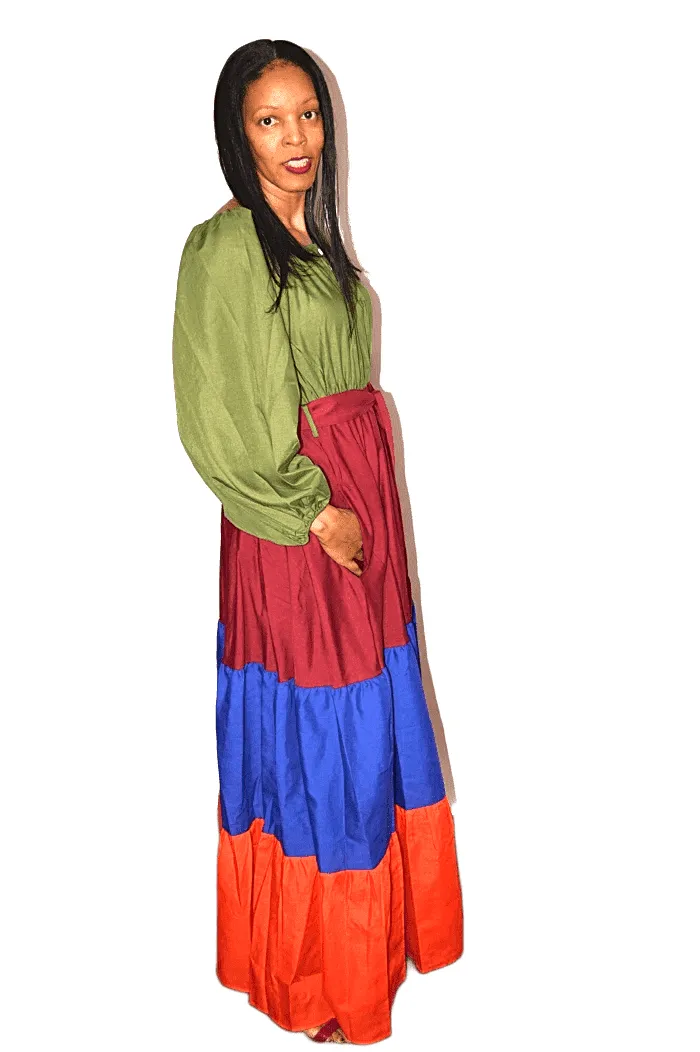 Color Block Maxi Dress