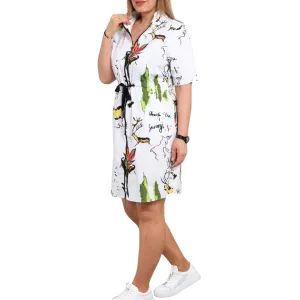Cotton Short Sleeve Zip Front Dress