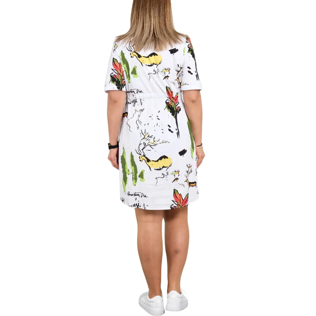 Cotton Short Sleeve Zip Front Dress