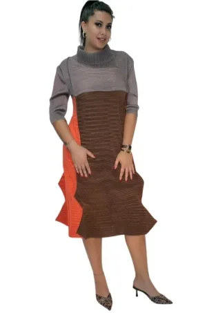 Cowl Neck Color Block Dress