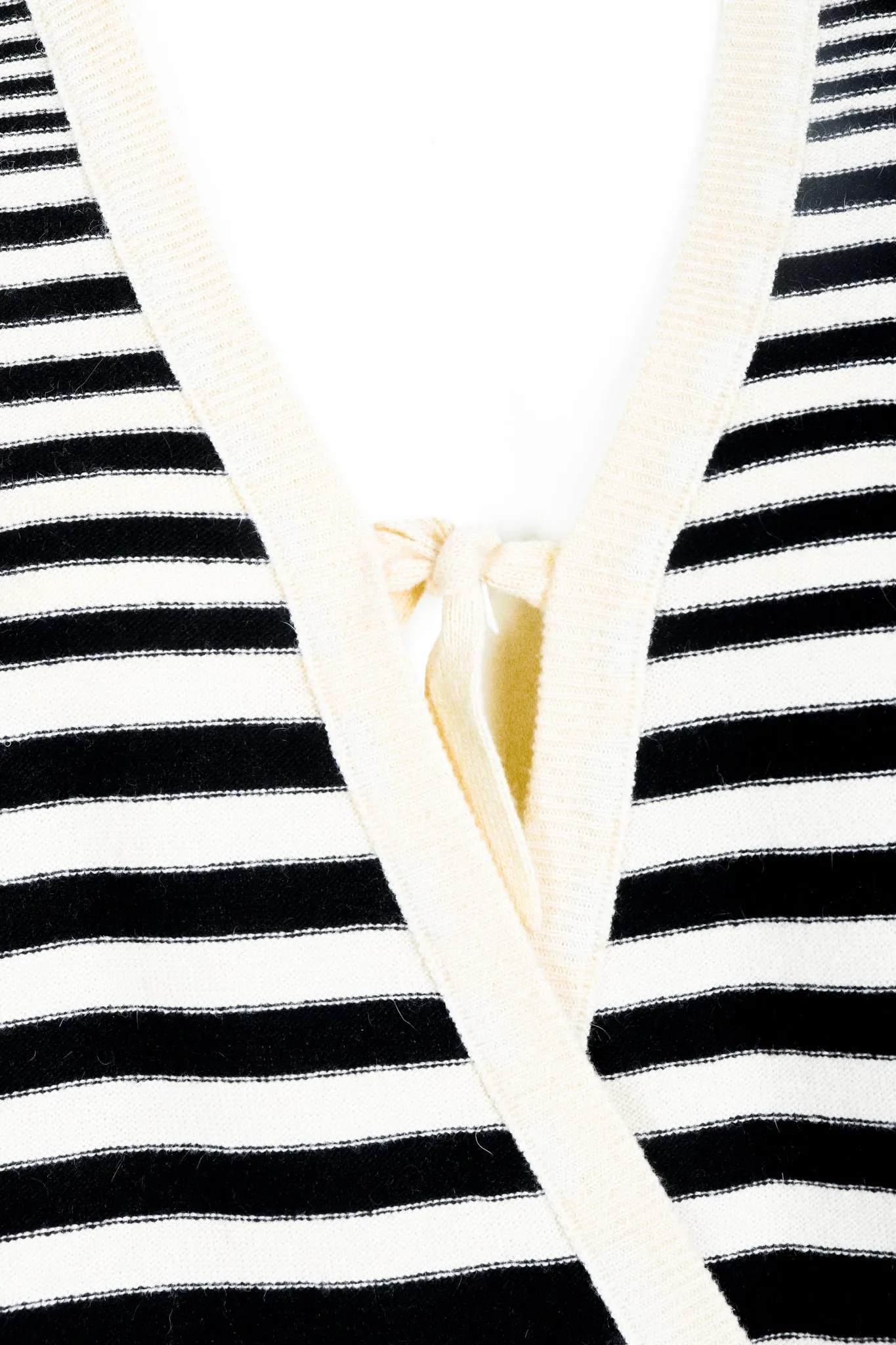 Cream Stripe Knit Boyfriend Wrap Sweater