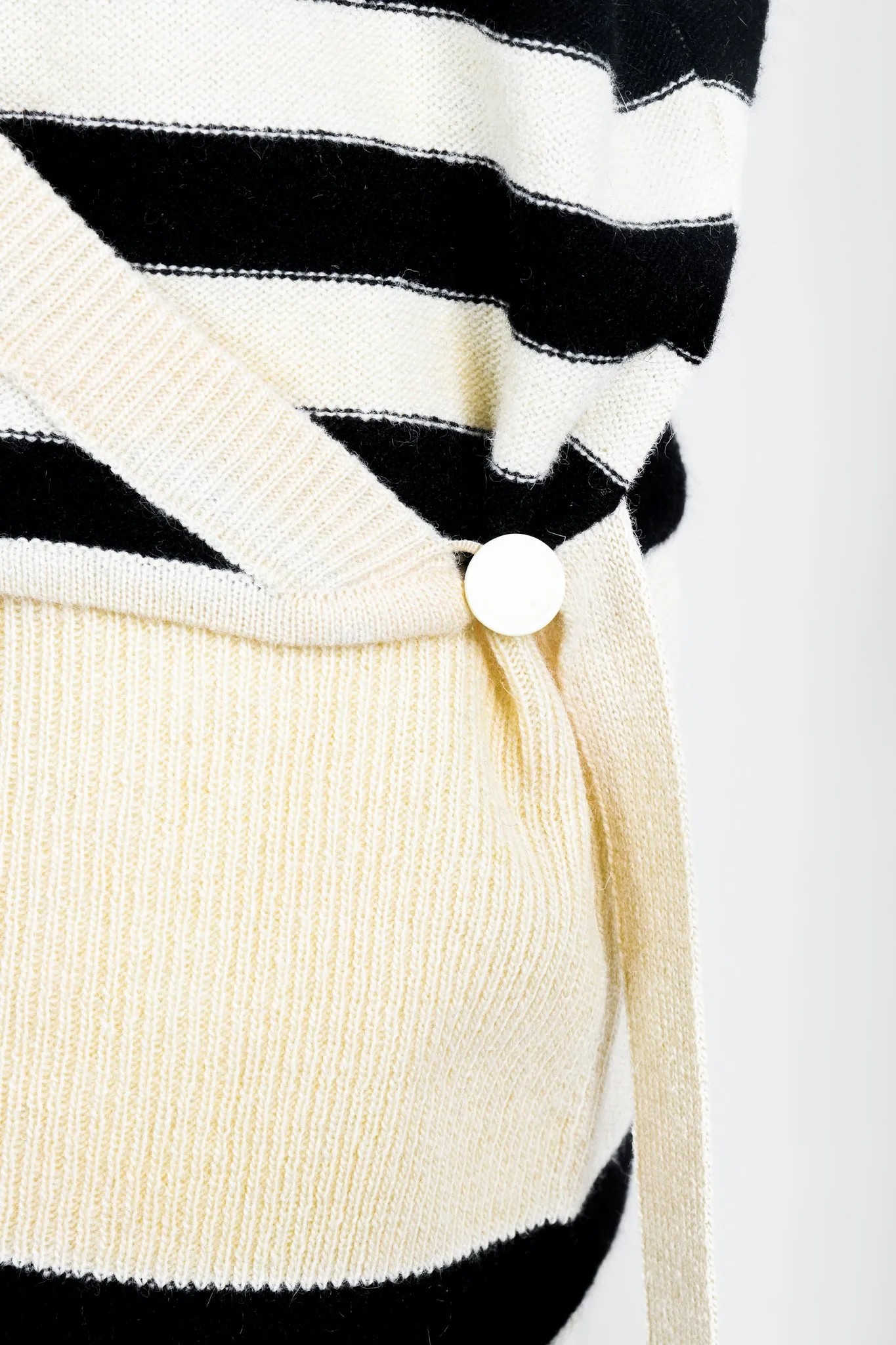 Cream Stripe Knit Boyfriend Wrap Sweater