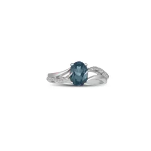 Created Alexandrite and Diamond Accent Silver Ring
