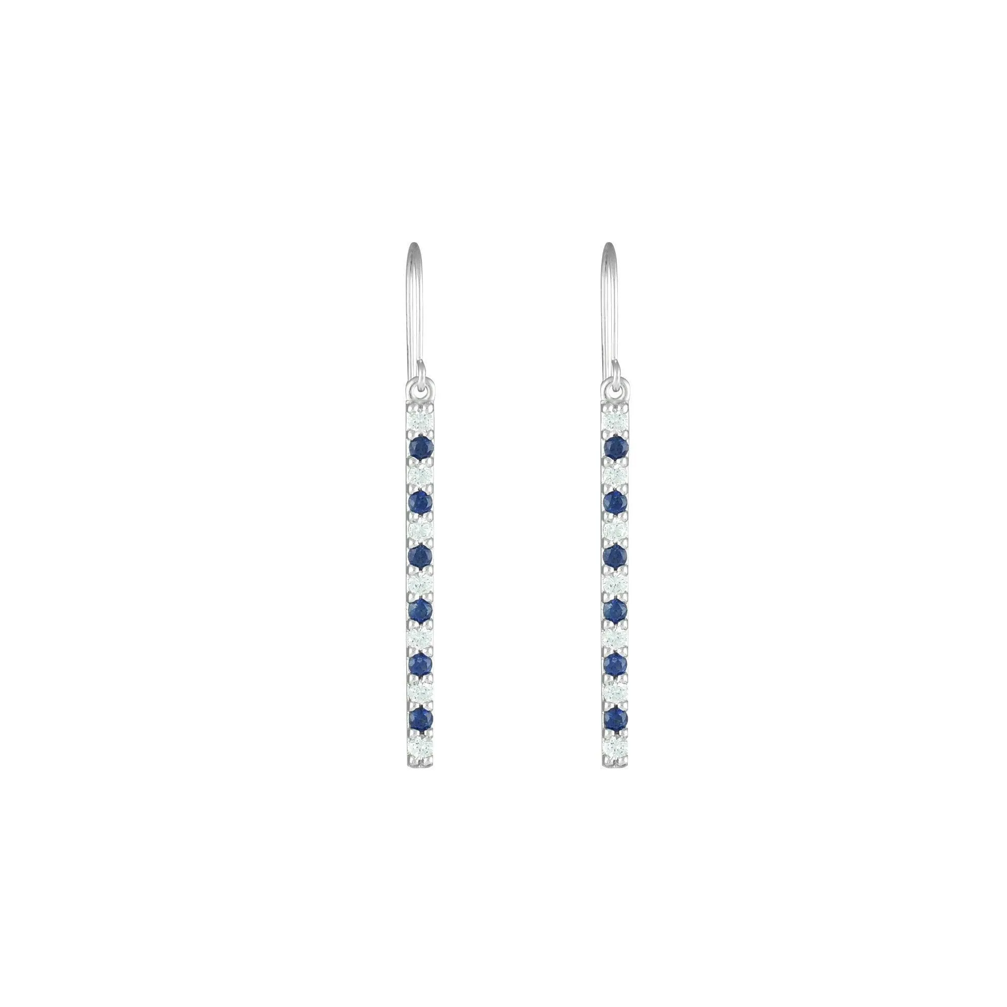 Created Blue and White Sapphire Fashion Drop Earrings in 10K White Gold