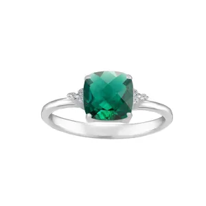 Created Emerald and Diamond Accent Ring in Sterling Silver