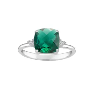 Created Emerald and Diamond Accent Ring in Sterling Silver