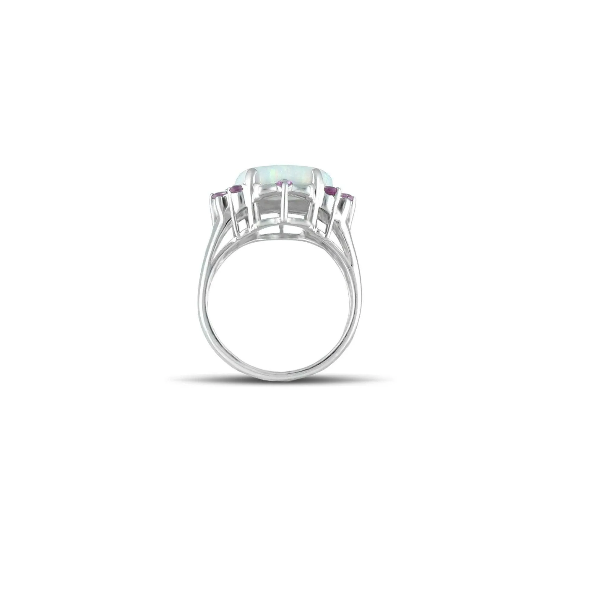 Created Opal and Created Pink Sapphire Silver Ring
