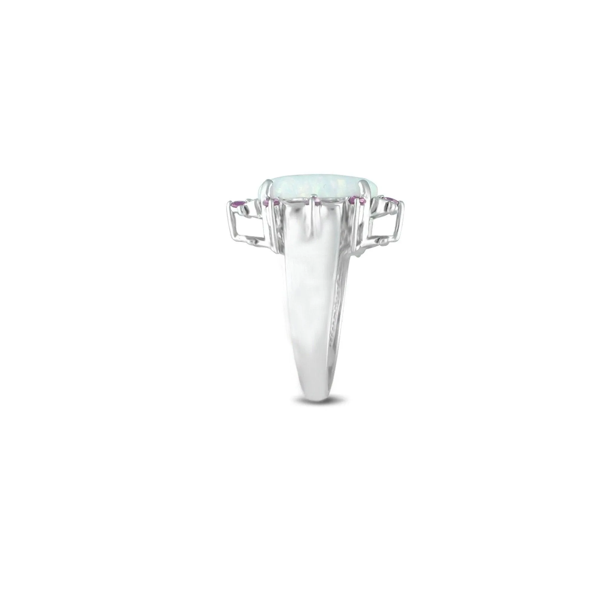 Created Opal and Created Pink Sapphire Silver Ring