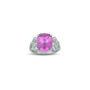 Created Pink Sapphire and Diamond Accent Ring in Sterling Silver