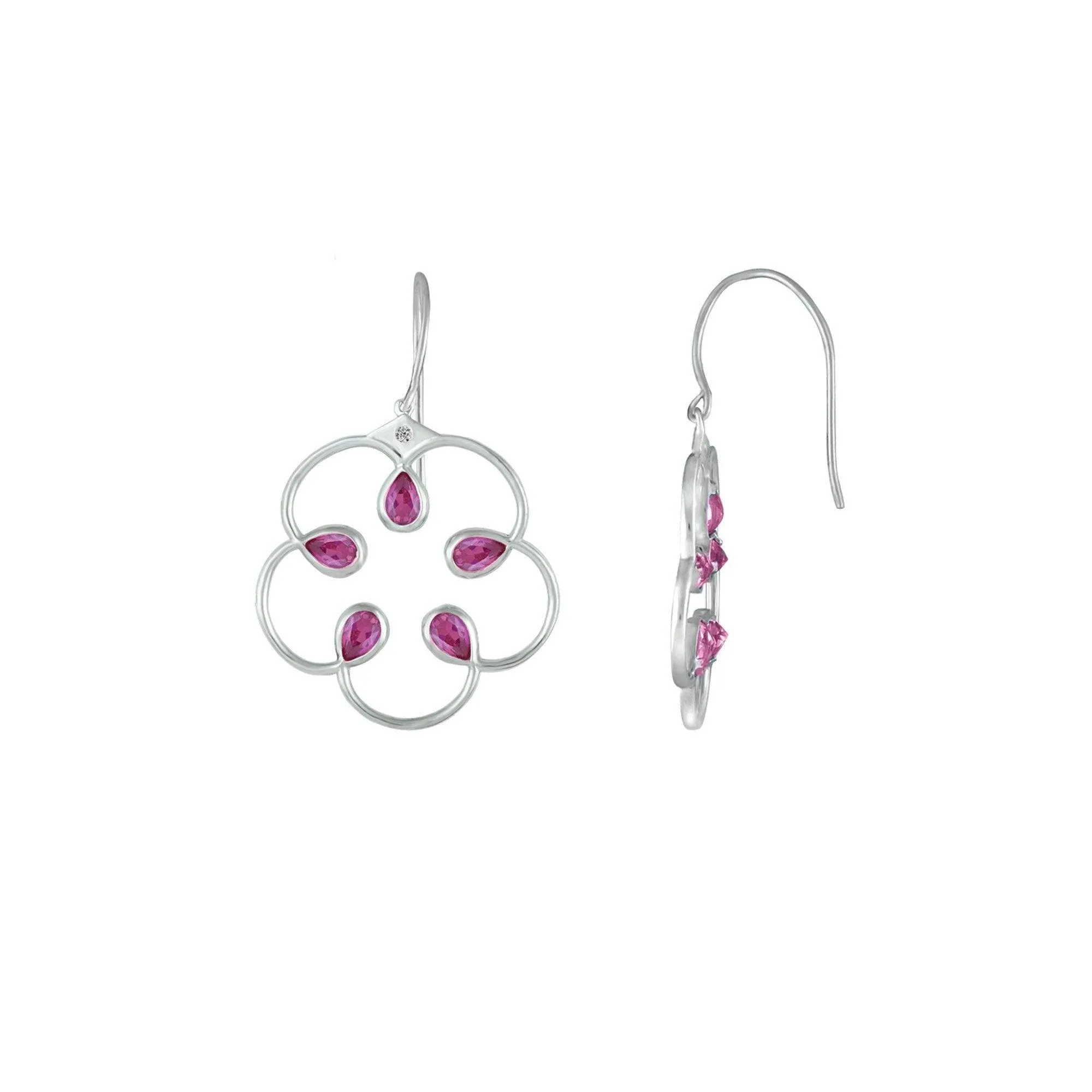 Created Pink Sapphire Fashion Earrings in Sterling Silver