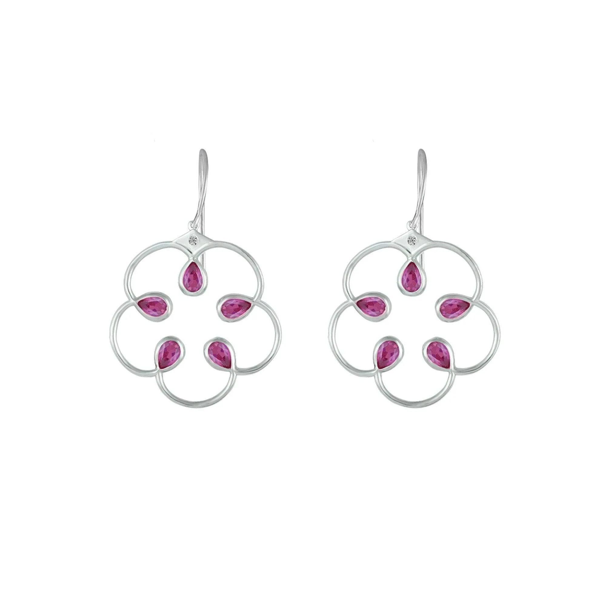 Created Pink Sapphire Fashion Earrings in Sterling Silver