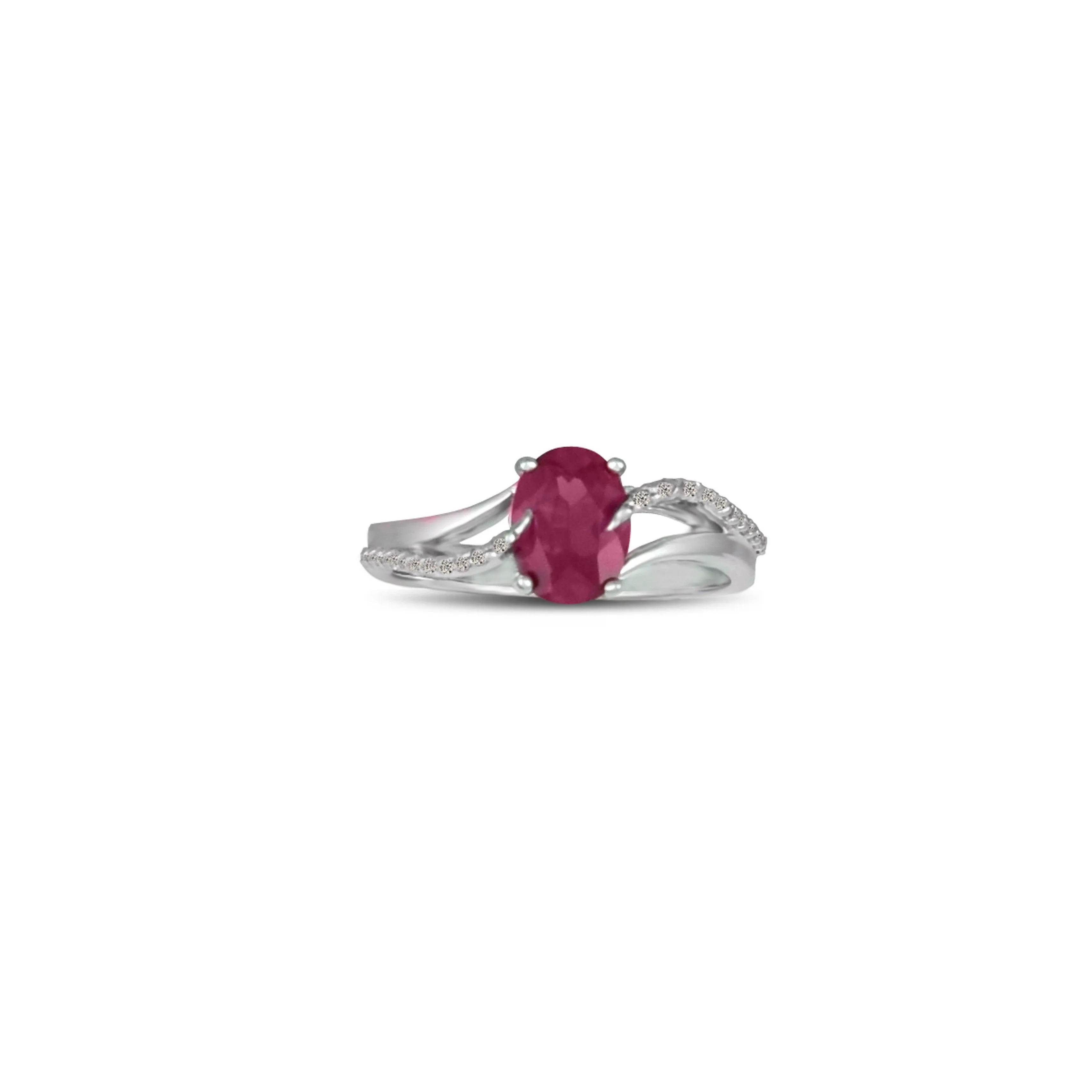 Created Ruby and Diamond Accent Silver Ring