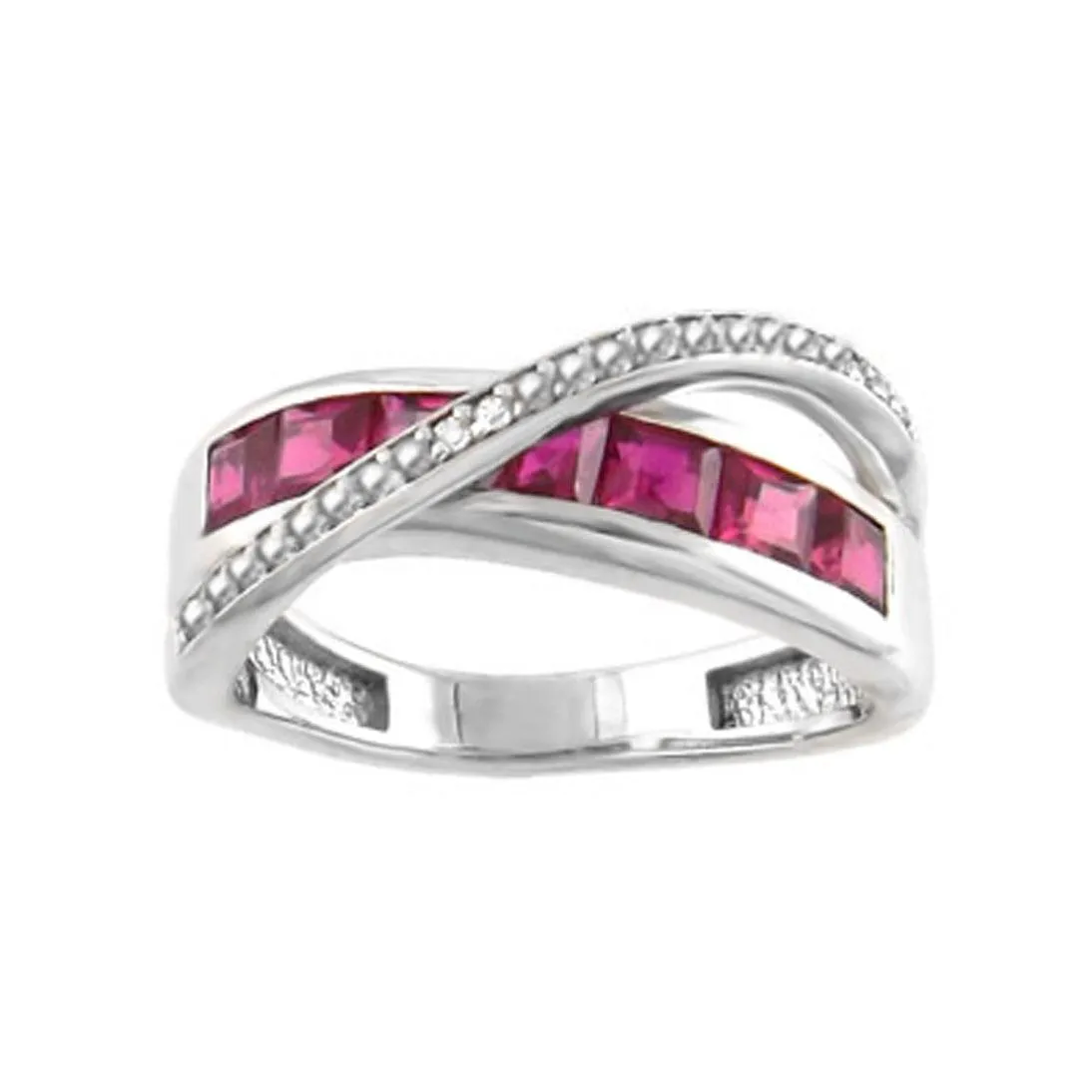 Created Ruby and Diamond Accent Silver Ring