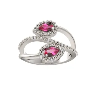 Created Ruby and Diamond Fashion Silver Ring