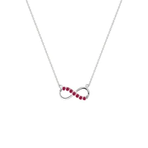 Created Ruby Infinity Necklace in Silver
