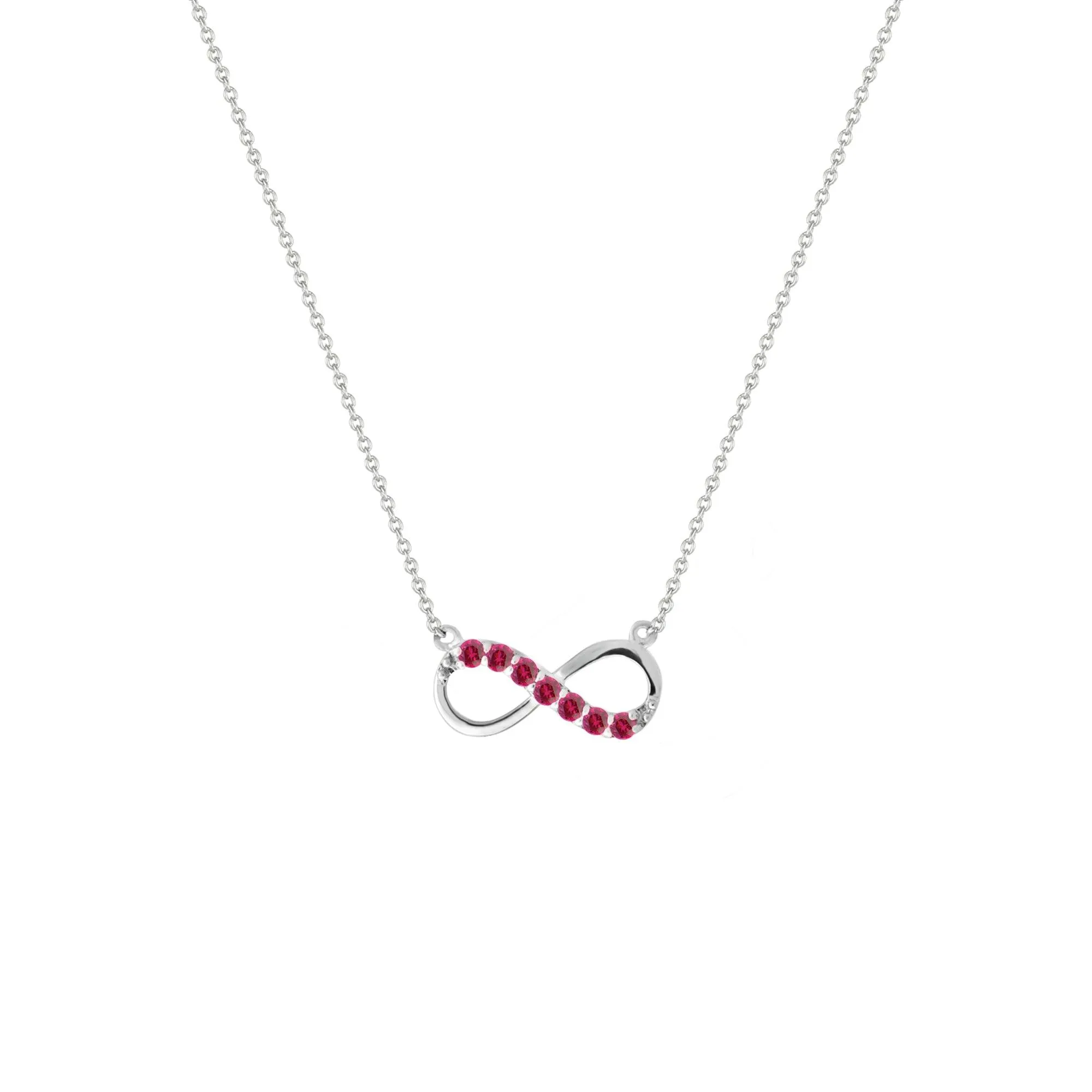 Created Ruby Infinity Necklace in Silver