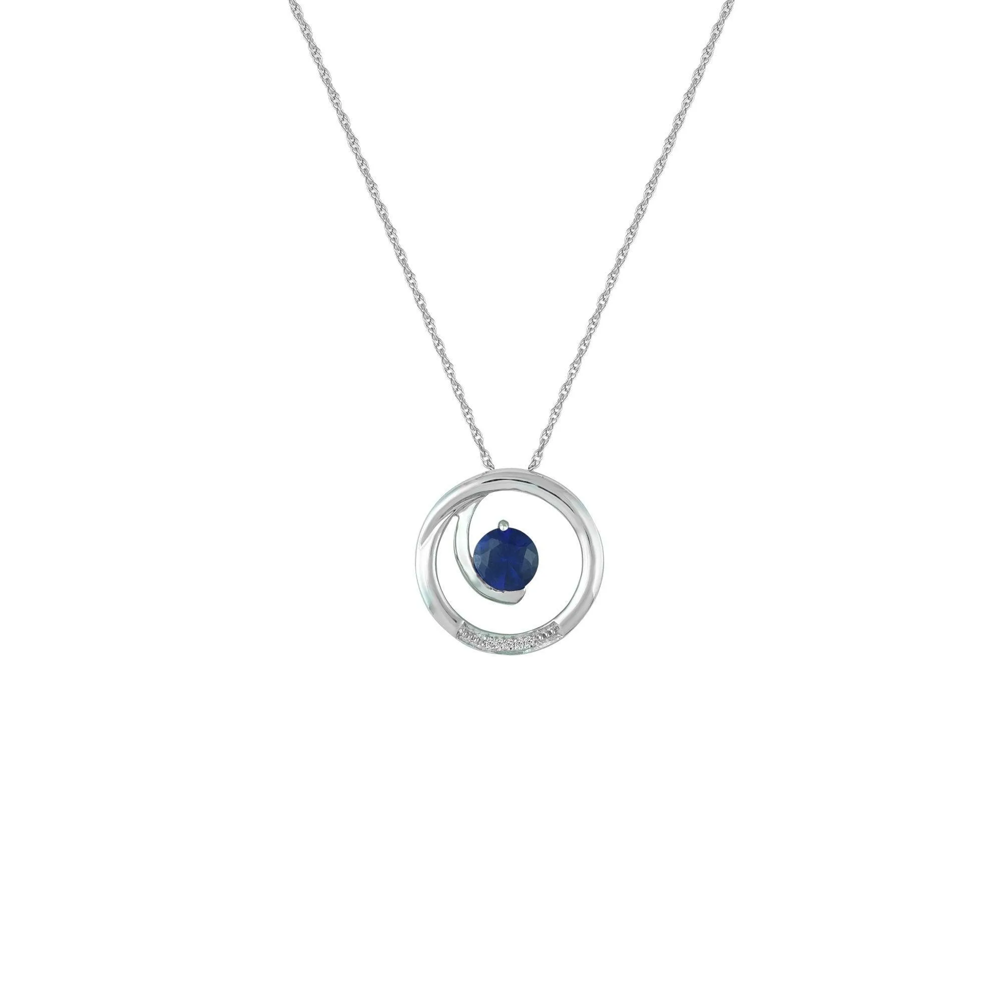 Created Sapphire and Diamond Accent Fashion Pendant in 10K White Gold