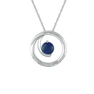 Created Sapphire and Diamond Accent Fashion Pendant in 10K White Gold