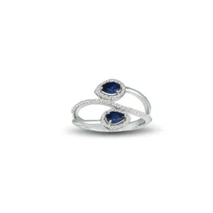 Created Sapphire and Diamond Fashion Silver Ring