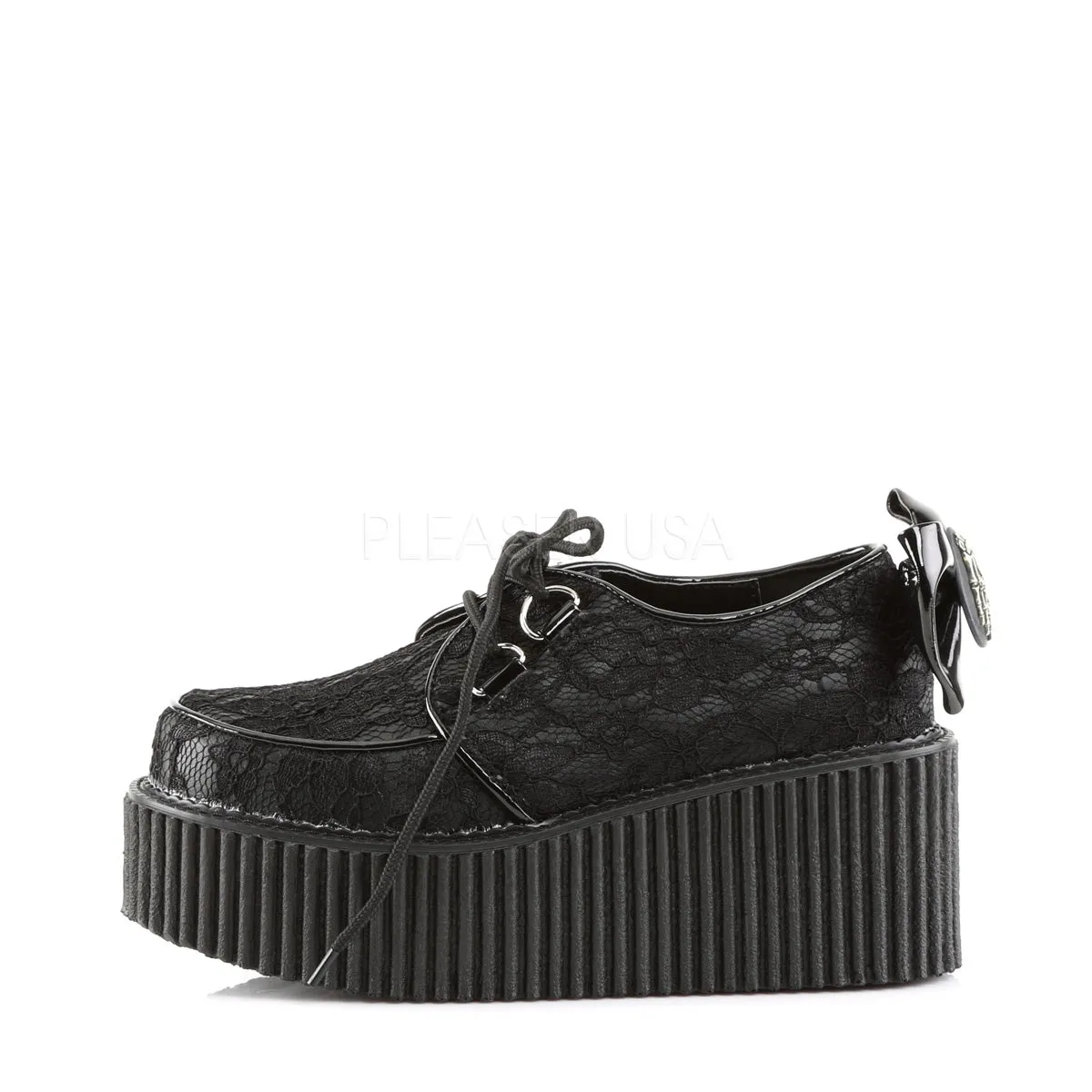CREEPER-212  Black Vegan Leather-Lace