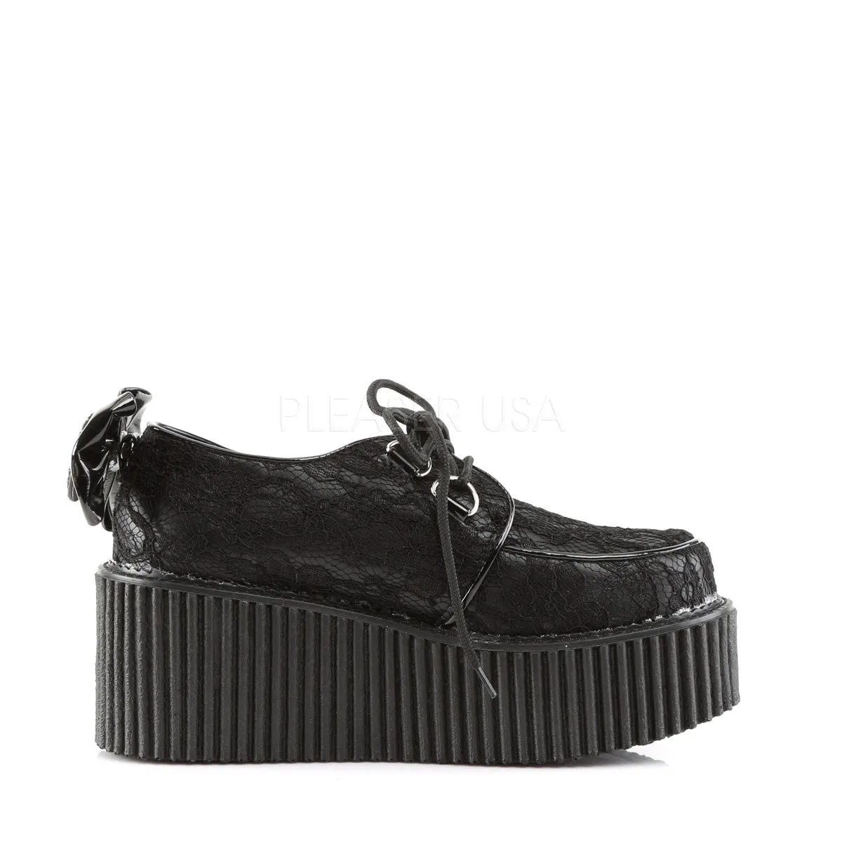CREEPER-212  Black Vegan Leather-Lace