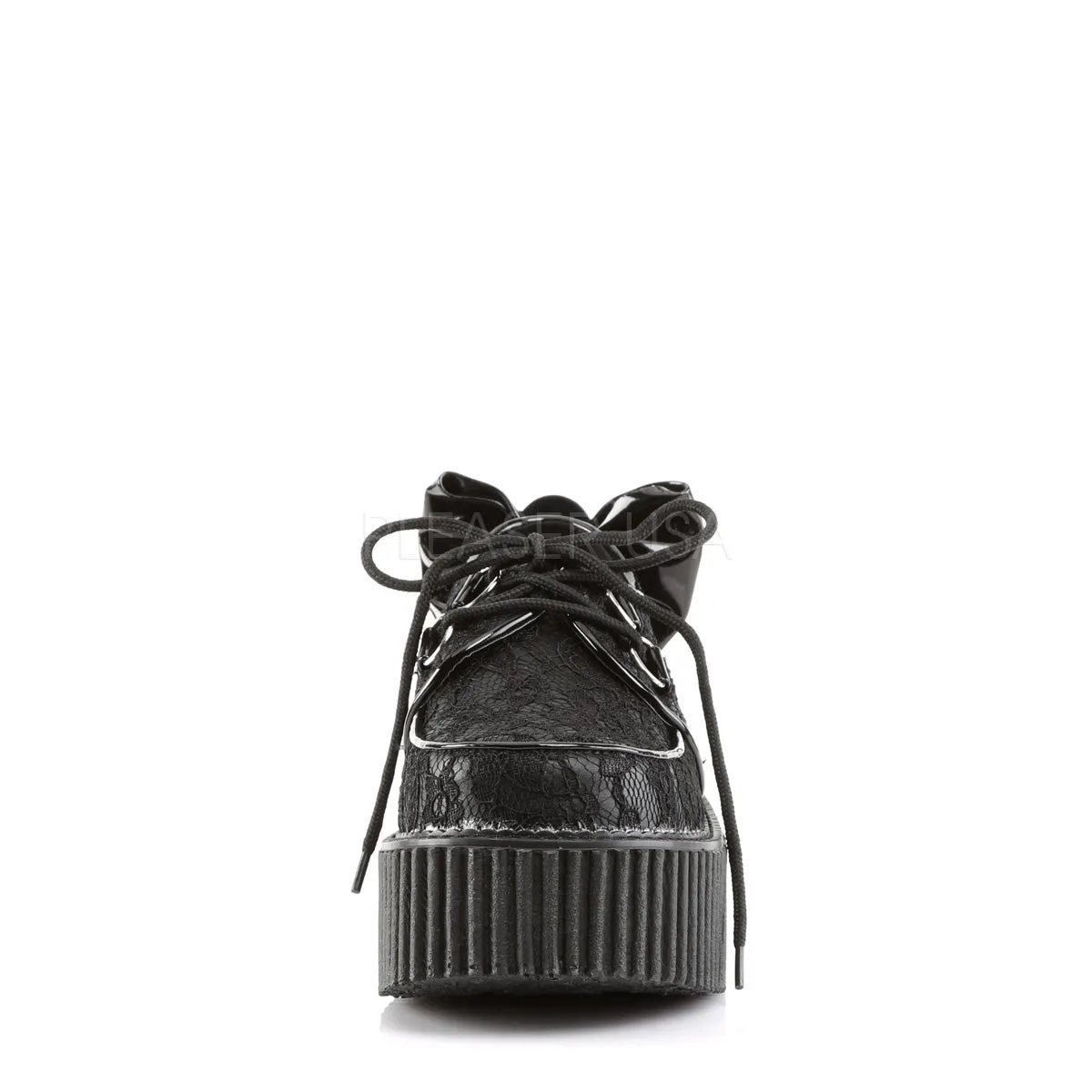 CREEPER-212  Black Vegan Leather-Lace