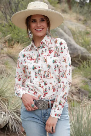 CRUEL GIRL PUEBLO PRINT LONG SLEEVE SHIRT