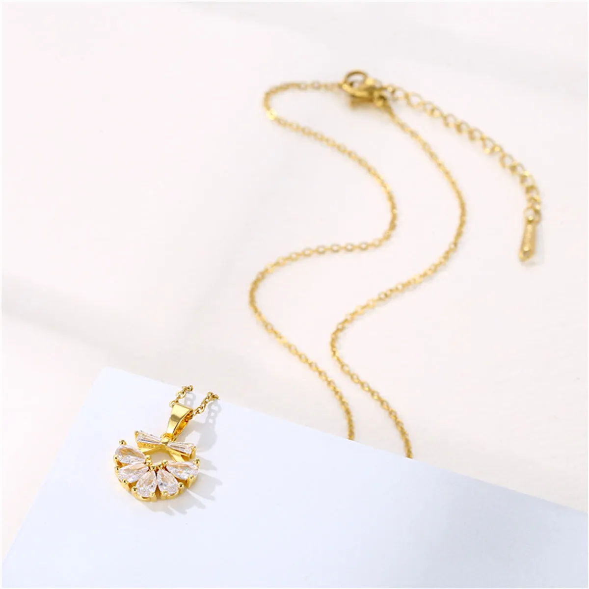 Crystal & 18K Gold-Plated Bow Pendant Necklace