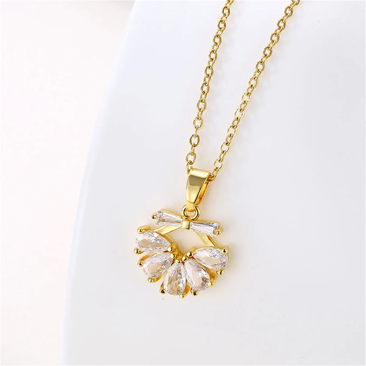 Crystal & 18K Gold-Plated Bow Pendant Necklace